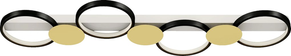 HOMCOM Lampa sufitowa LED 38W 1500LM 3000K-6500K lampa do salonu z 4 żarówkami pilot Czarny+Złoty