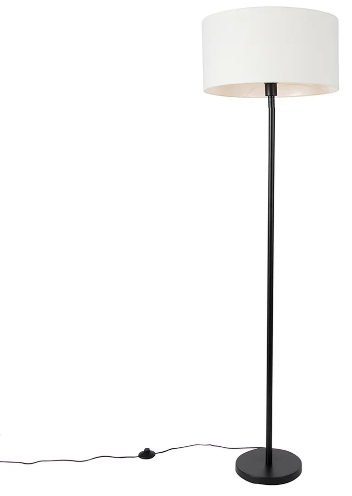 Lampa stojąca czarna z kloszem białym 50 cm - Simplo