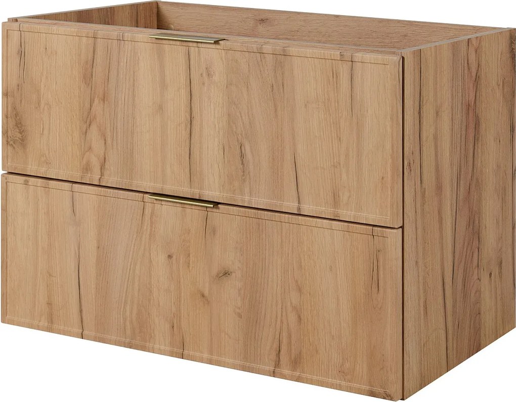 Szafka łazienkowa, dąb craft / kaszmir, uchwyt złoty, 160 ( 2 x 80) x 46 x 57 cm