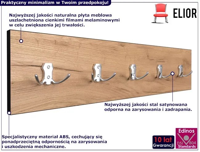 Wieszak ścienny dąb craft + satyna P0-P44