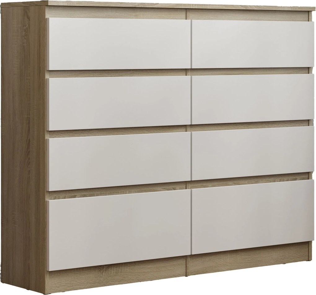 Komoda ADRIANO 120 cm do Salonu Sypialni 8 Szuflad Dąb sonoma