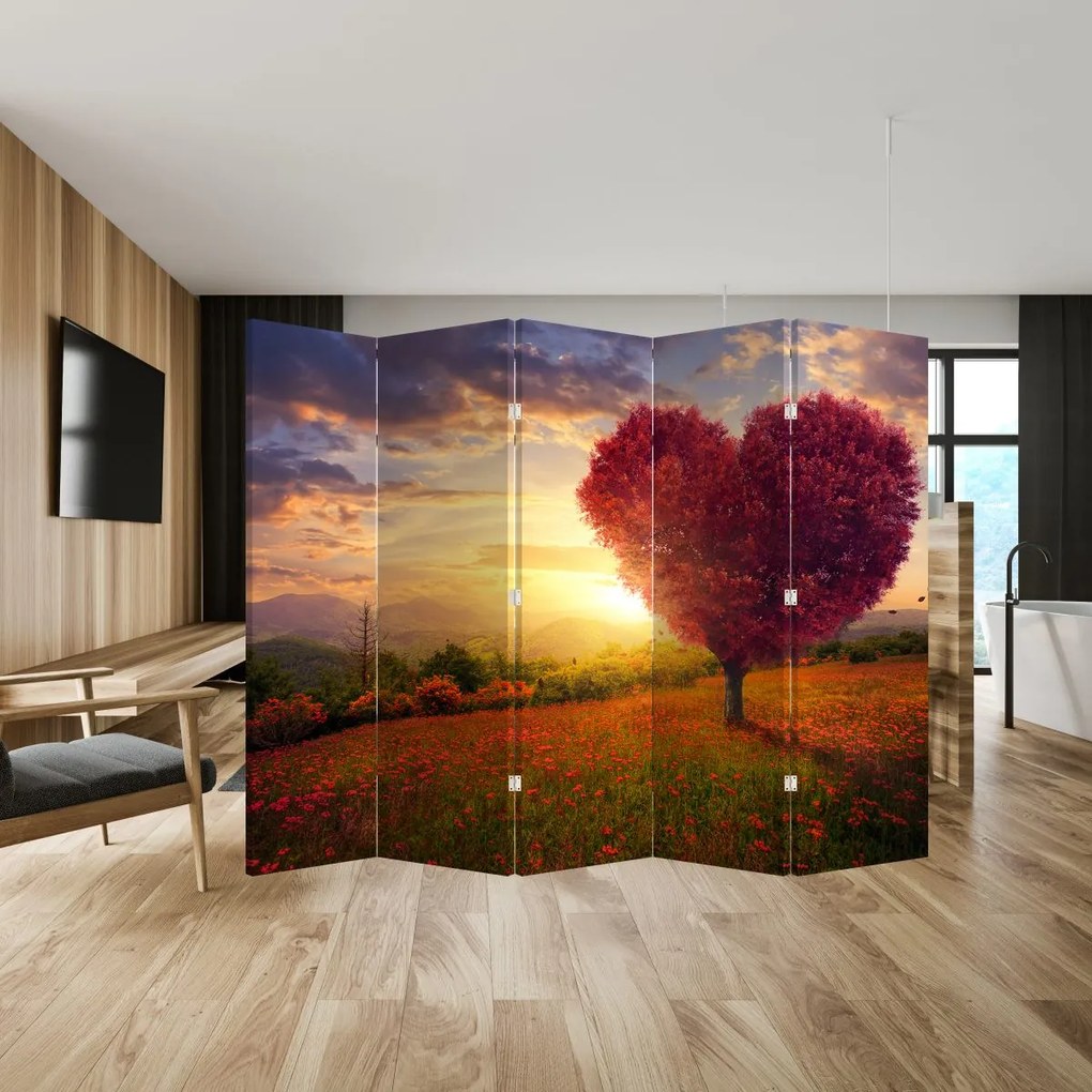 Parawan - Drzewo w kształcie serca (210x170 cm)