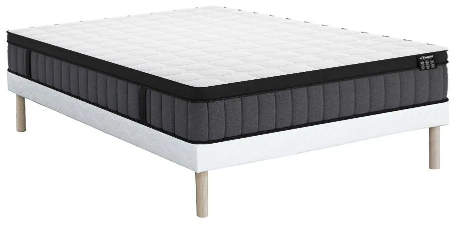 Zestaw 140 x 190 cm stelaż uniwersalny + materac hybrydowy  o grub. 25 cm z 7-strefowymi sprężynami kieszeniowymi i żelową poduszką z pamięcią kształtu  - TOLCA marki YSMÉE