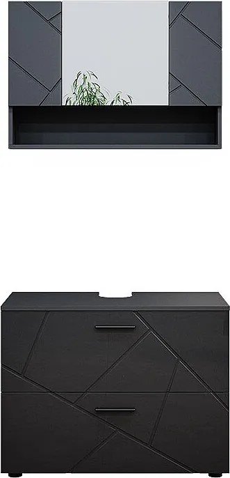Zestaw mebli łazienkowych antracyt wysoki połysk 80x41x58.6 irma