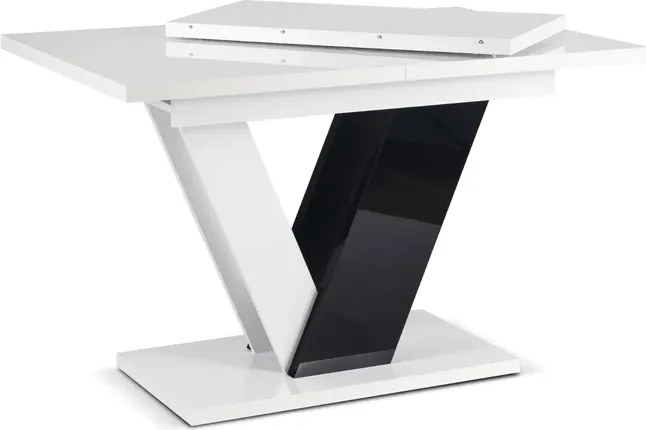Stół Prostokątny Rozkładany CLARK 120-160 cm Czarny/Biały Połysk Glamour