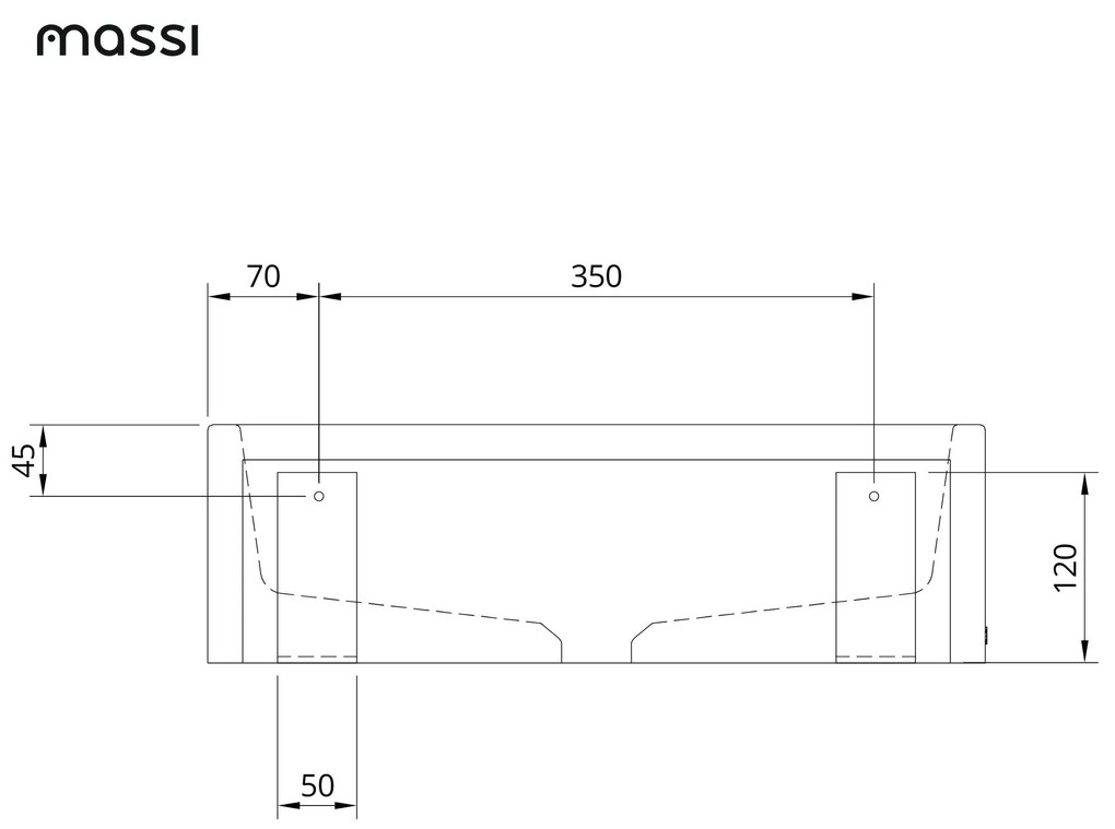 Umywalka betonowa półokrągła wisząca / nablatowa bez otworu na baterię 49 x 30 cm PALANGA | różne kolory : Kolor - Jasny szary, Typ montażu - podwieszana