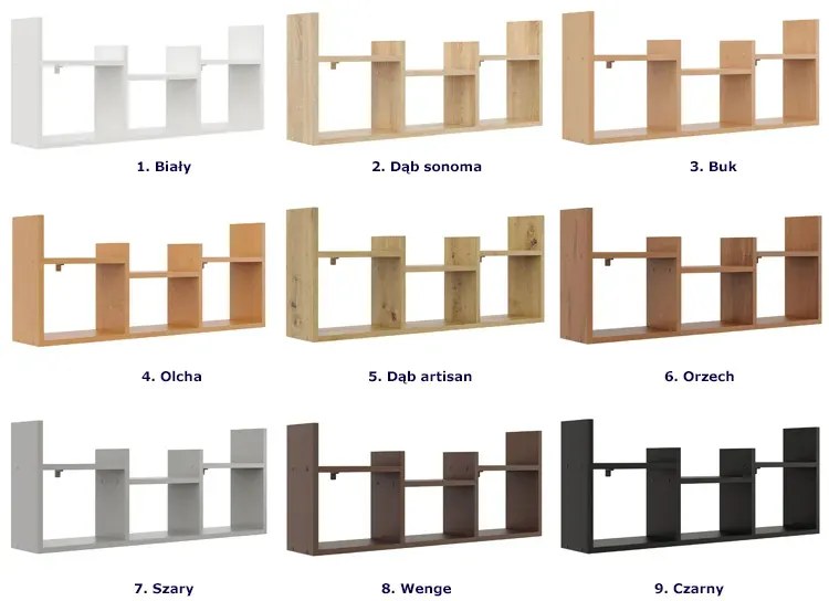 Nowoczesna półka ścienna w kolorze olcha Z2-P80