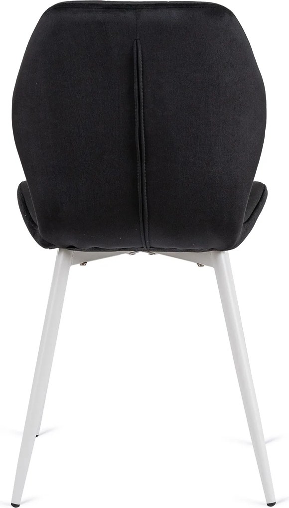 Krzesło Tapicerowane do Jadalni LUCKY Czarne z Białymi Nogami Welurowe Nowoczesne