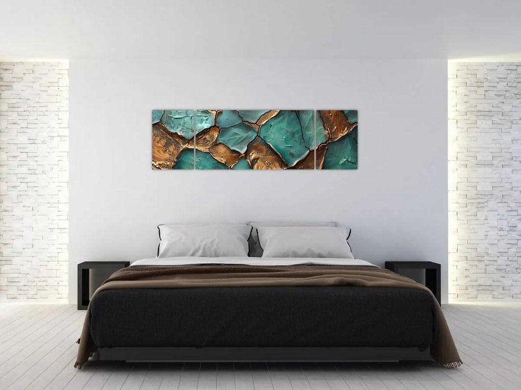 Obraz - Zielono-złoty obraz (170x50 cm)