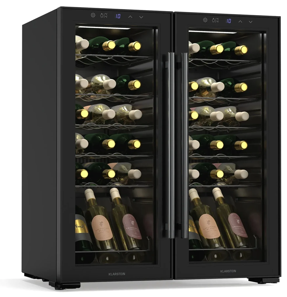 Klarstein Shiraz chłodziarka do wina, 2 strefy chłodzenia, oświetlenie LED, sterowanie dotykowe