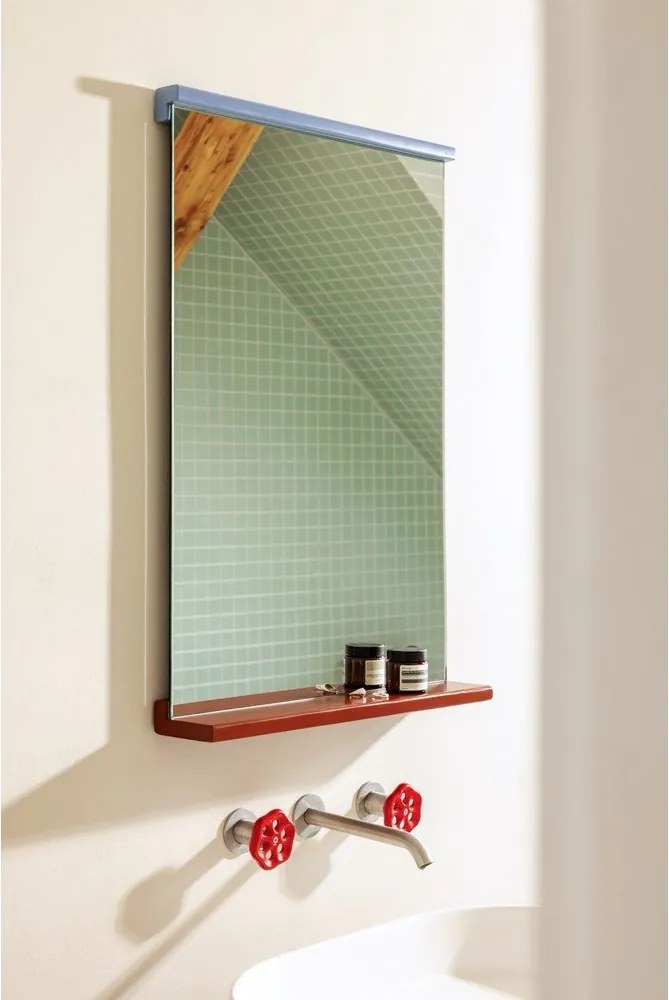 Lustro z półką z drewnianą ramą ścienne 50x75 cm Lun – noo.ma