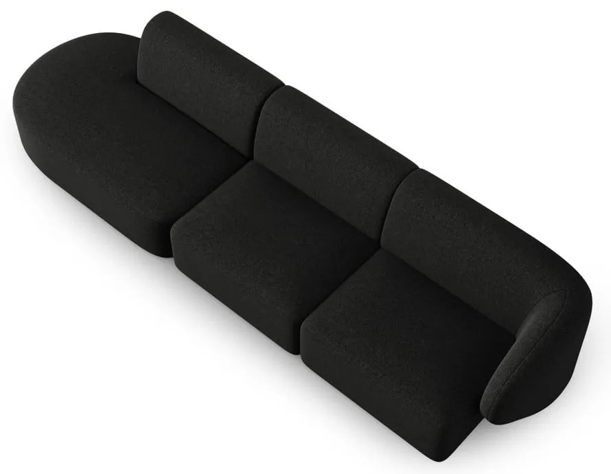 Czarna sofa z tkaniny szenilowej prawostronna 311 cm Paolo – Milo Casa