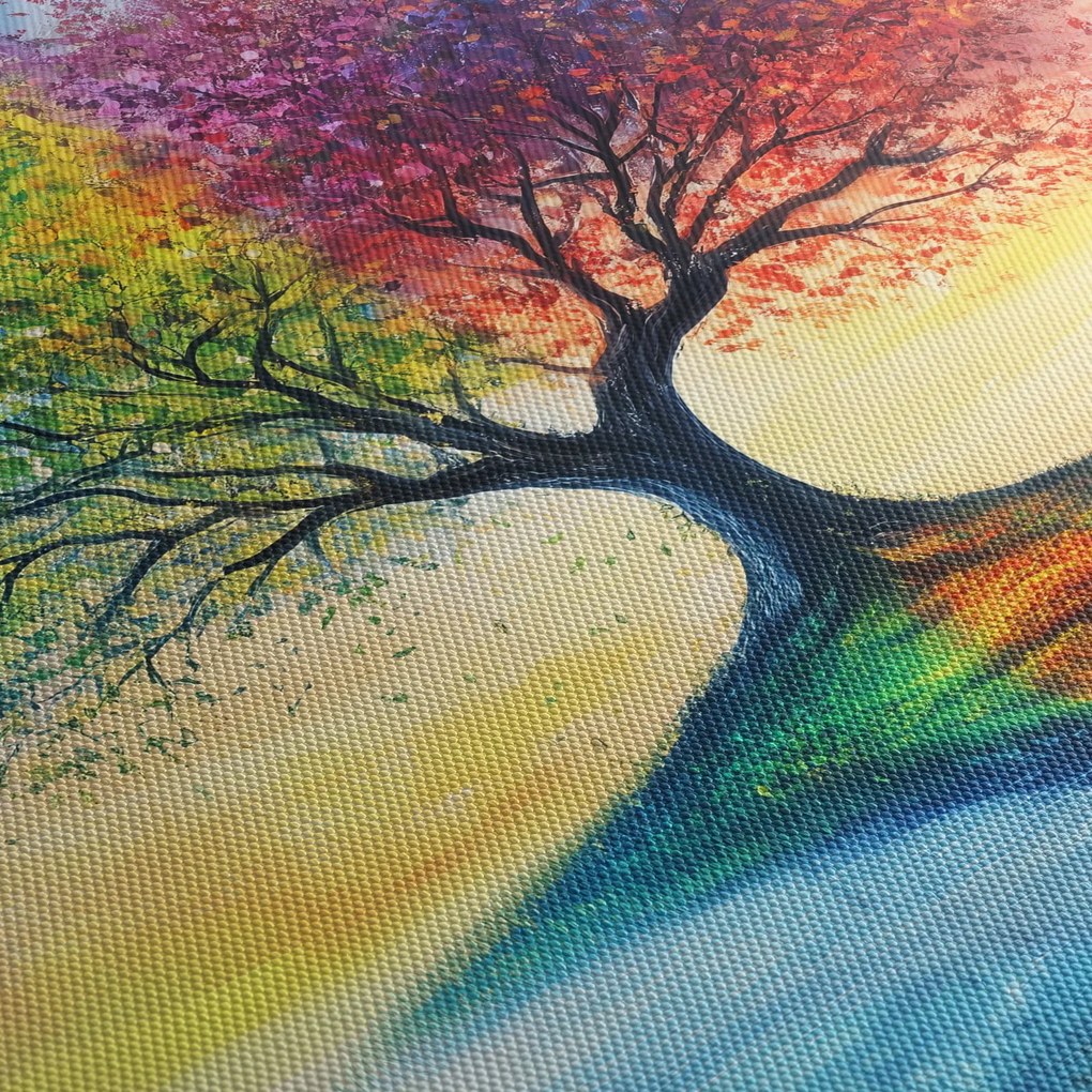 Obraz – Malowane drzewo czterech pór roku (125x70 cm)