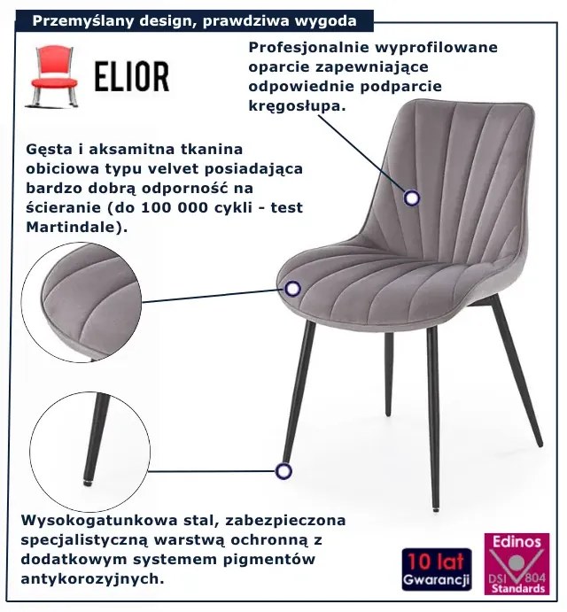 Welurowe szare krzesło pikowane W3-A24
