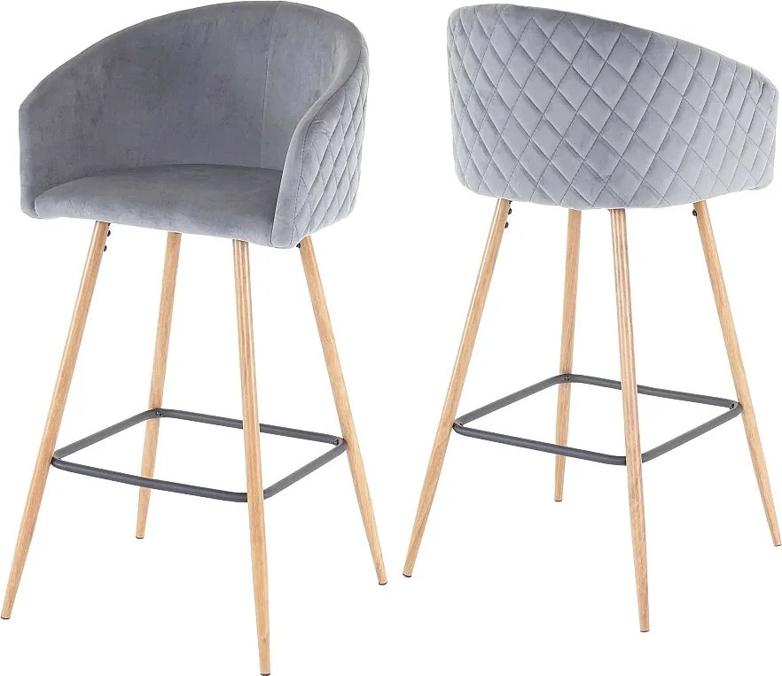 Stołek barowy MCW-D72 (zestaw 2 szt.),  aksamit, szary