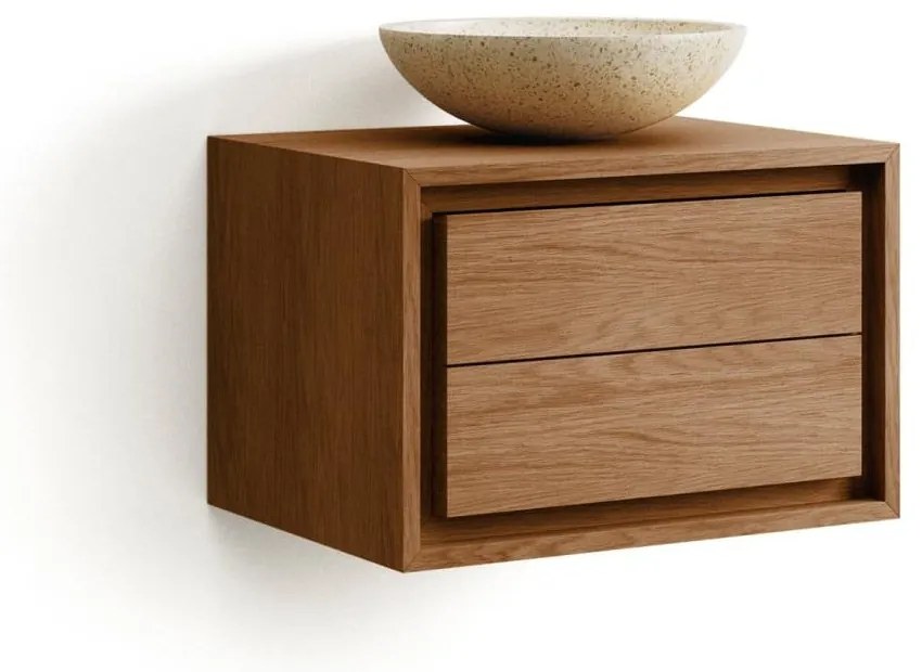 Brązowa wisząca szafka pod umywalkę z litego drewna tekowego 60x40 cm Kenta – Kave Home