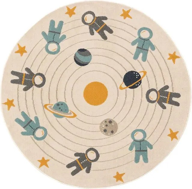 Okrągły dywan dziecięcy z motywem kosmosu Apollo