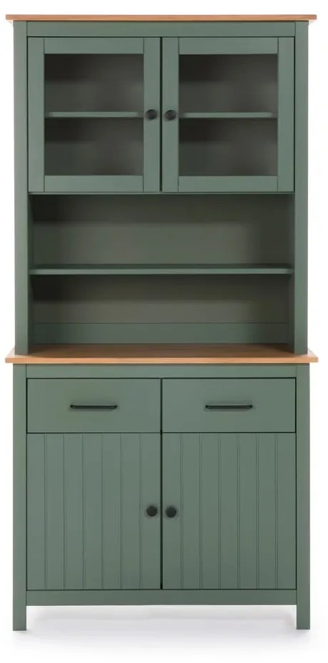 Zielona witryna z litego drewna sosnowego 90x180 cm Miranda – Marckeric