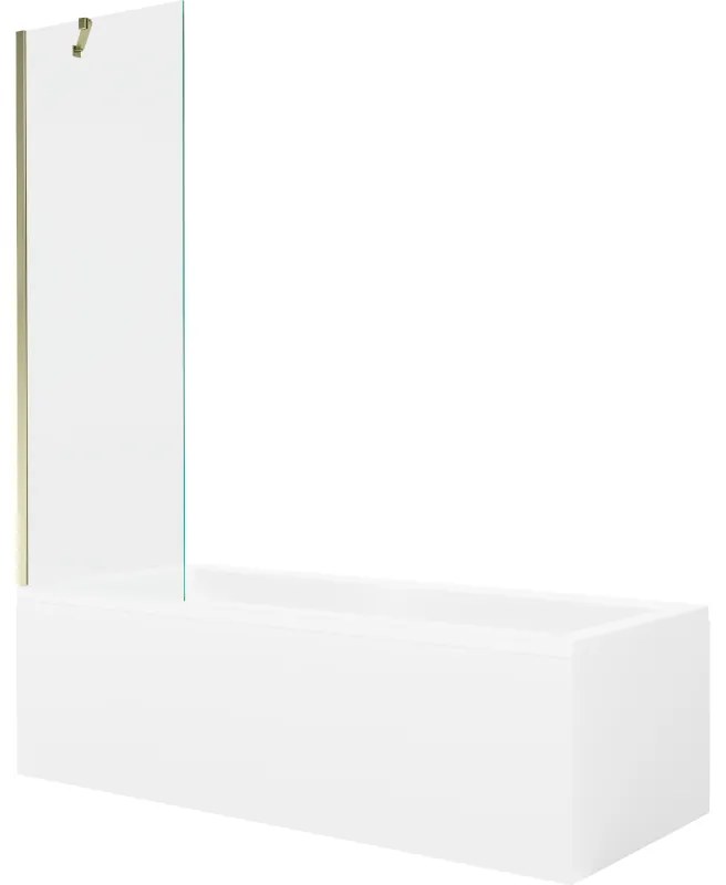 Mexen Cubik wanna prostokątna 170 x 70 cm z obudową i parawanem 1-skrzydłowym 60 cm, transparent, złoty - 550317070X9506000050