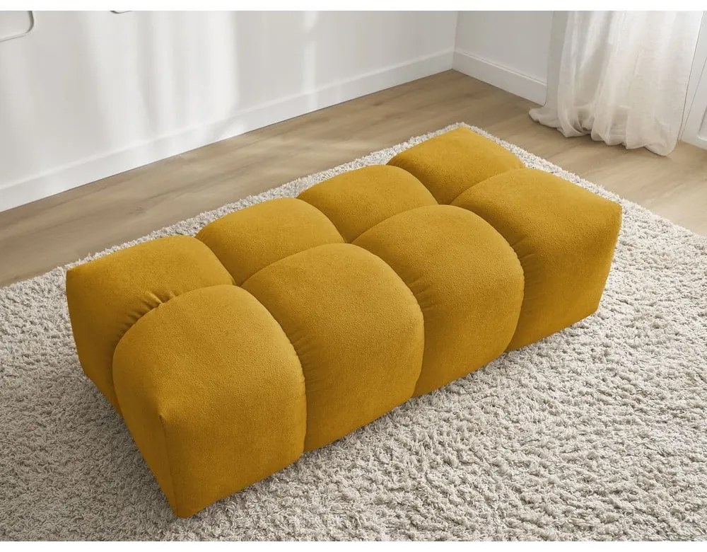 Musztardowy podnóżek z materiału bouclé Everest – Bobochic Paris
