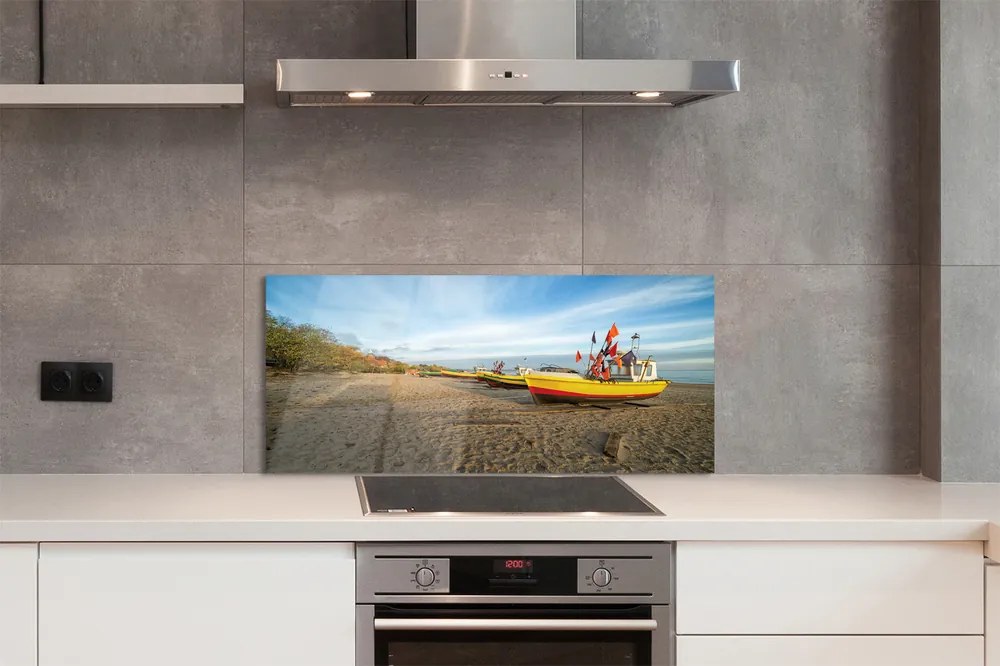 Panel szklany do Kuchni Łodzie na Plaży w Gdańsku