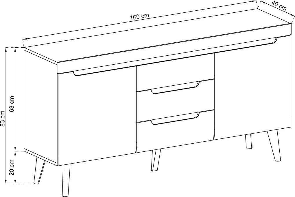 Komoda NORDICO 160 cm do Salonu Sypialni Dąb artisan