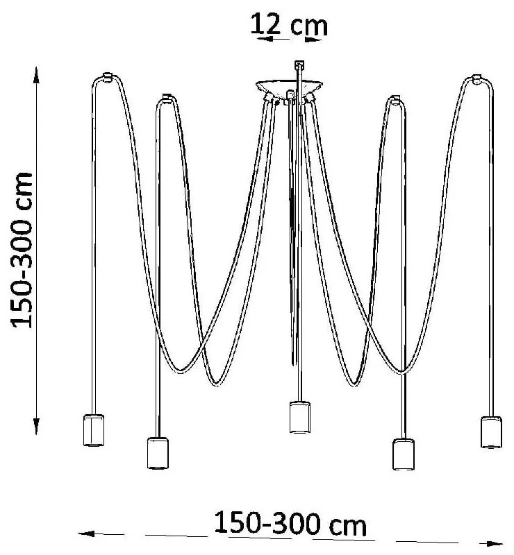 Czarna lampa wisząca 300x300 cm Spider – Sollux