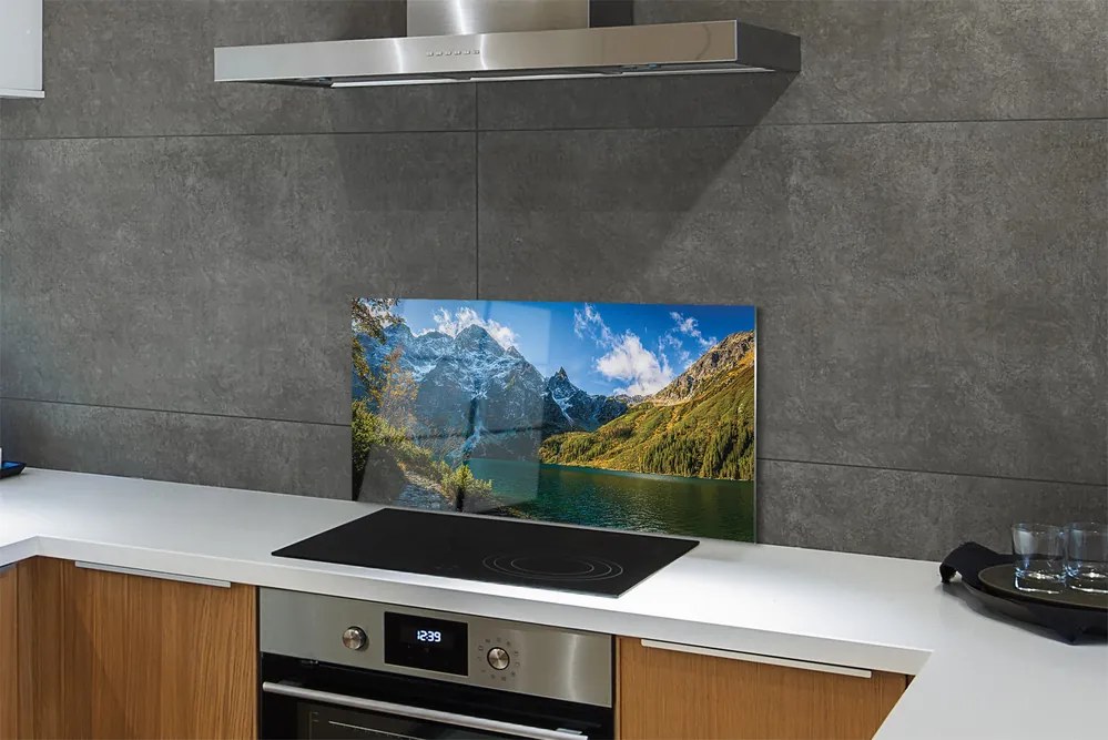 Panel szklany do Kuchni Błękitne Jezioro Górskie