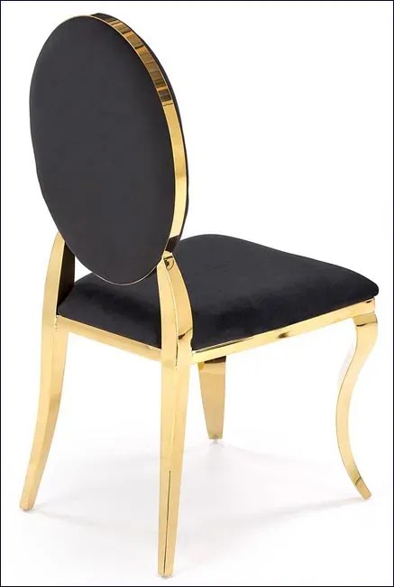 Pikowane krzesło ludwik w stylu glamour czarny + złoty N9-S46