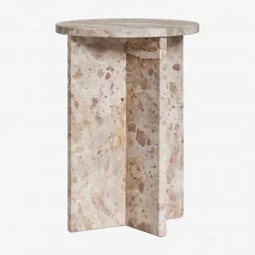 Stolik Pomocniczy Okrągły Ø35 Cm Z Marmuru Mencia Naturalne Kolory Marmuru - Sklum