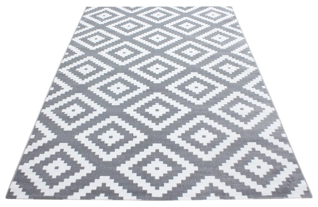 Dywan nowoczesny Plus Kwadraty szaro-kremowy 280 cm x 370 cm