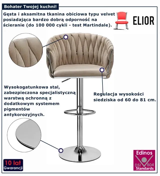 Beżowy obrotowy hoker tapicerowan S0-M87