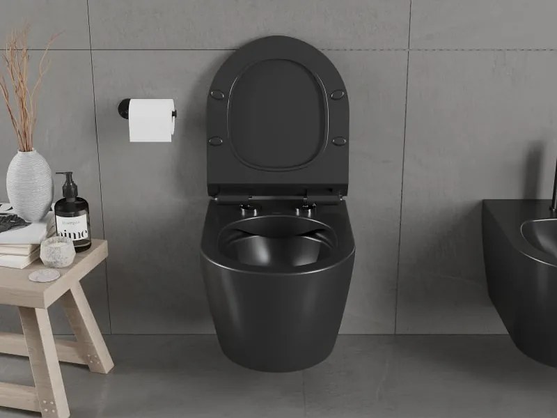 Mexen Carmen miska wc Rimless z deską wolnoopadającą slim, duroplast, czarna mat - 30880185