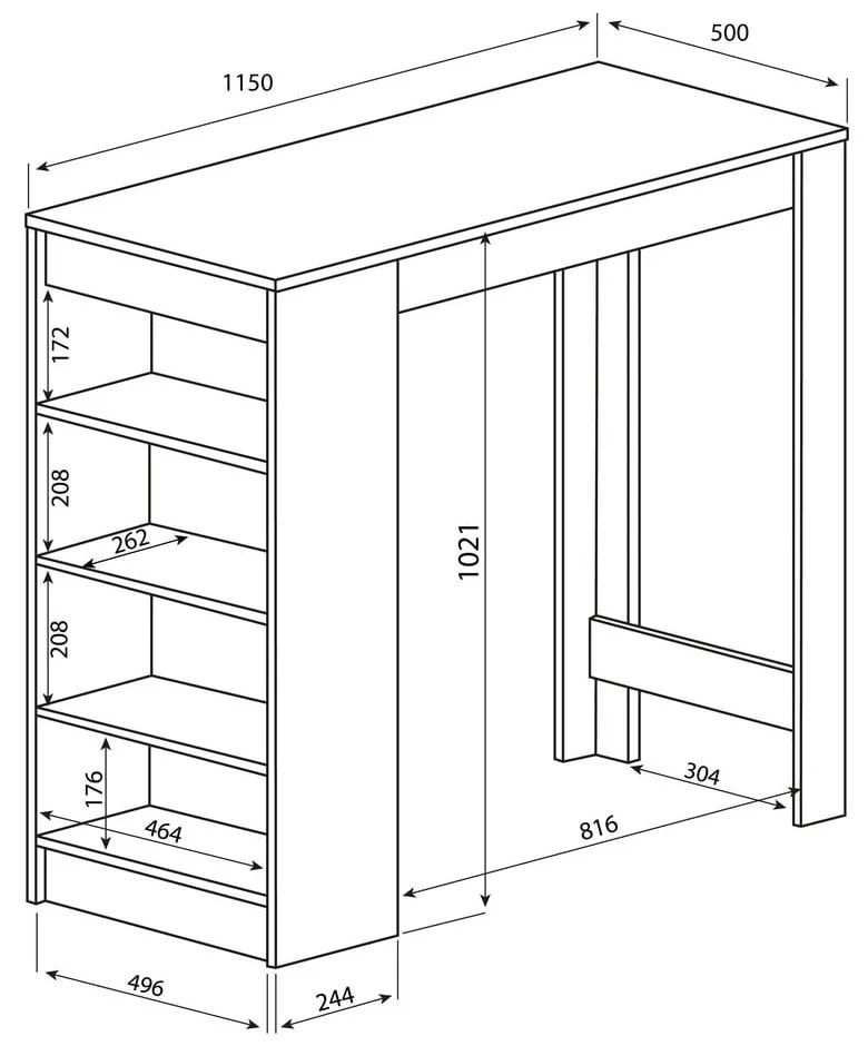 Stolik barowy z blatem w dekorze dębu 50x115 cm Aravis – TemaHome