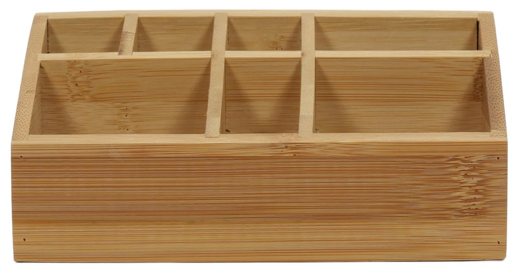 Organizer na kosmetyki bambusowy, naturalny, 17 x 10 x 8 cm