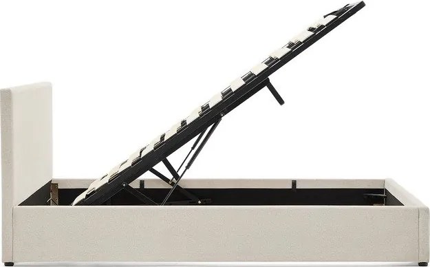 Beżowe tapicerowane łóżko dwuosobowe ze schowkiem ze stelażem 180x200 cm Nahiri – Kave Home