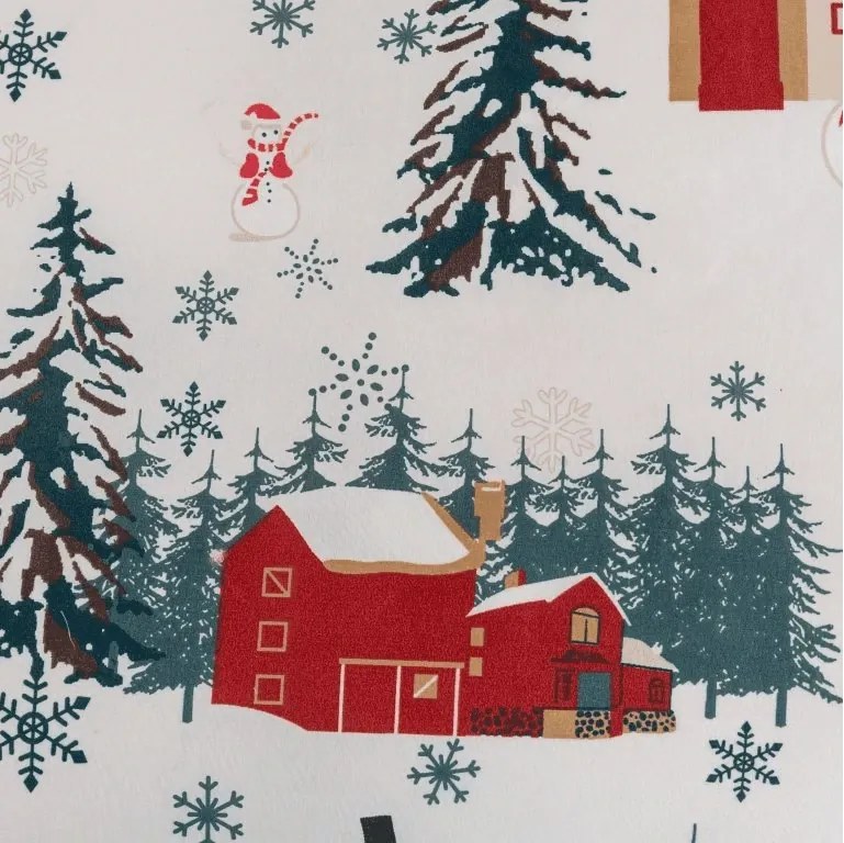 Poszewka na poduszkę z polibawełny SNOWY HOUSES POLY 50x70 cm, biały