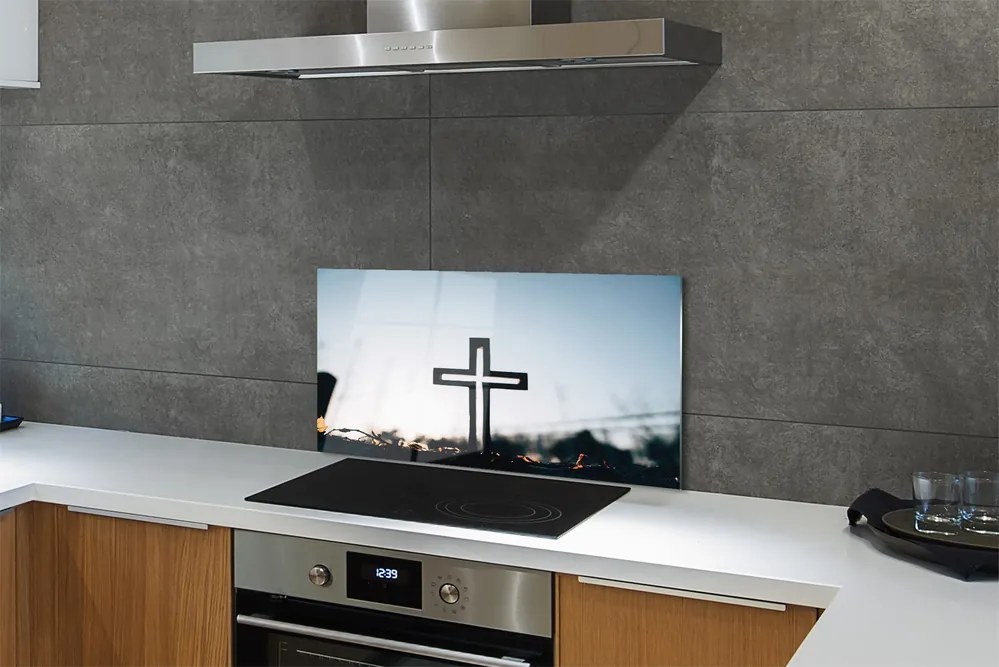 Szklany Panel Drewniany Krzyż