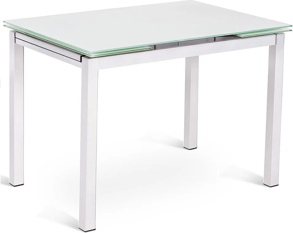 Baud - Stół rozkładany (110/170 x 75 cm) z białego szkła hartowanego