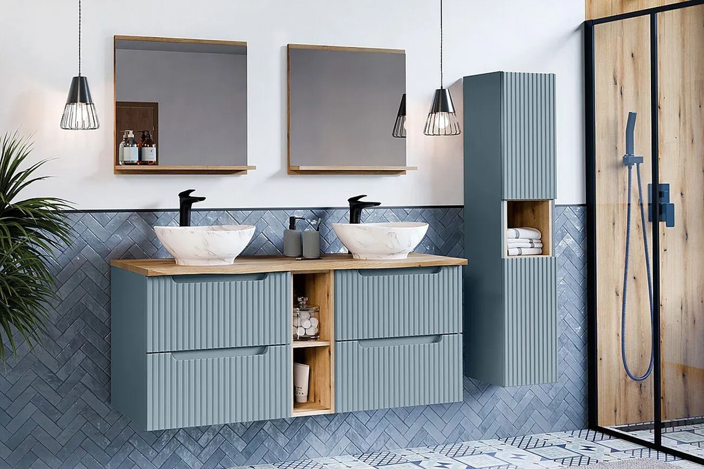 Niebieski ryflowany słupek łazienkowy - Arvessi 3X