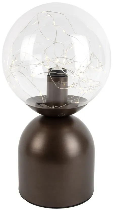 Lampa stołowa w stylu Hotel Chic, ciemny brąz z przezroczystym szkłem, z przewodem E27 - Pallon TrendElegancki hotelowy Oswietlenie wewnetrzne