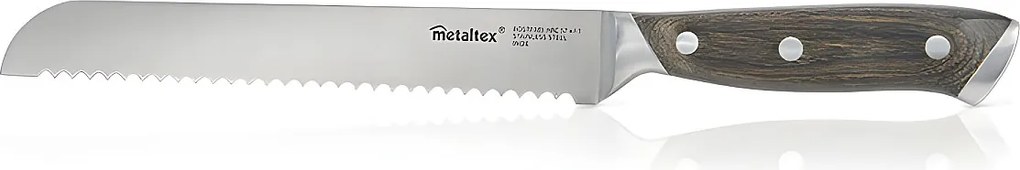 Nóż do chleba HERITAGE Metaltex 20 cm Pakka Drewno Stal nierdzewna Molibdenowo-wanadowa