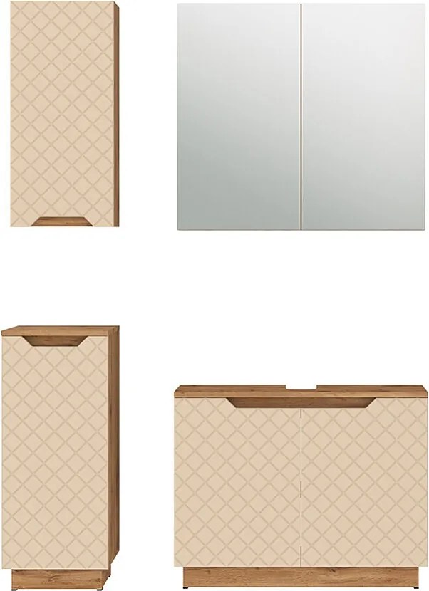 Zestaw mebli łazienkowych dąb/kaszmir ze strukturą płytek 79.6x32x62.1 lotta