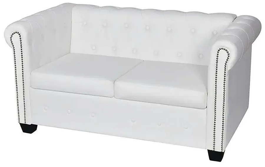 2-osobowa biała sofa w stylu Chesterfield - Xavier 2Q