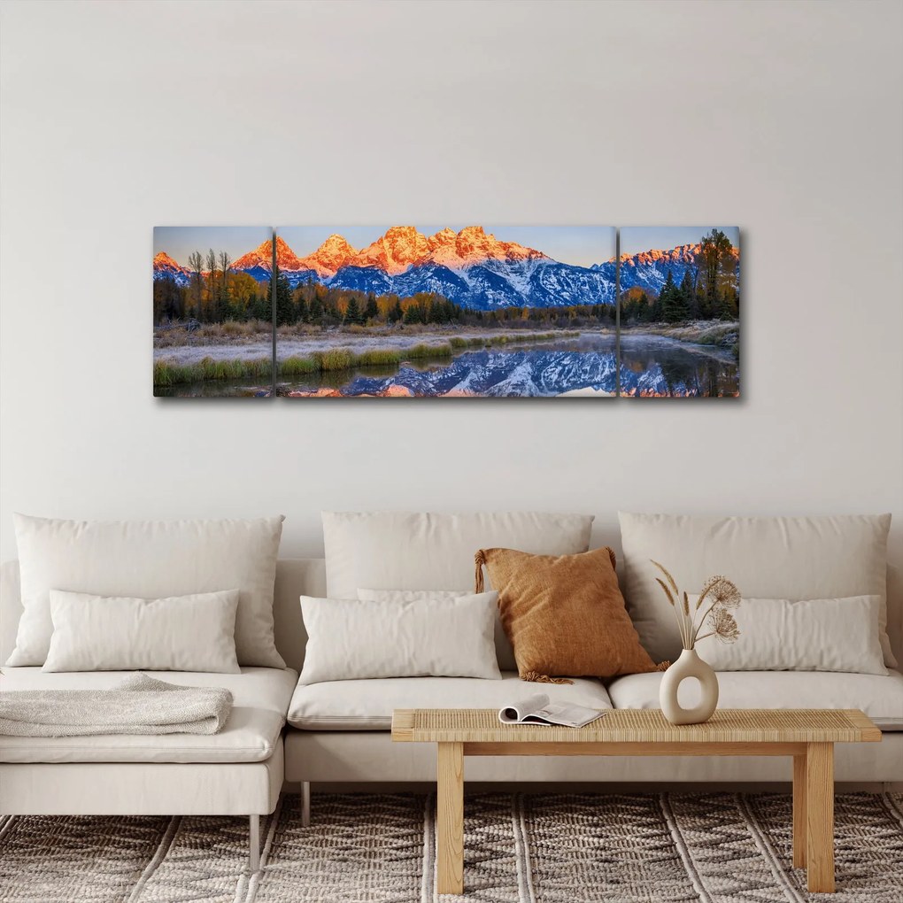 Obraz ośnieżonych szczytów górskich (170x50 cm)