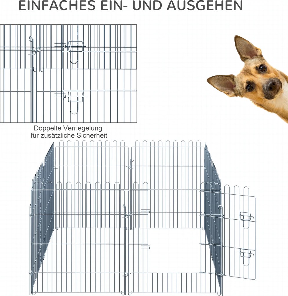 PawHut Kojec dla Szczeniąt Metalowy Wybieg Bezpieczny 63x76 cm Srebrny | Aosom PL
