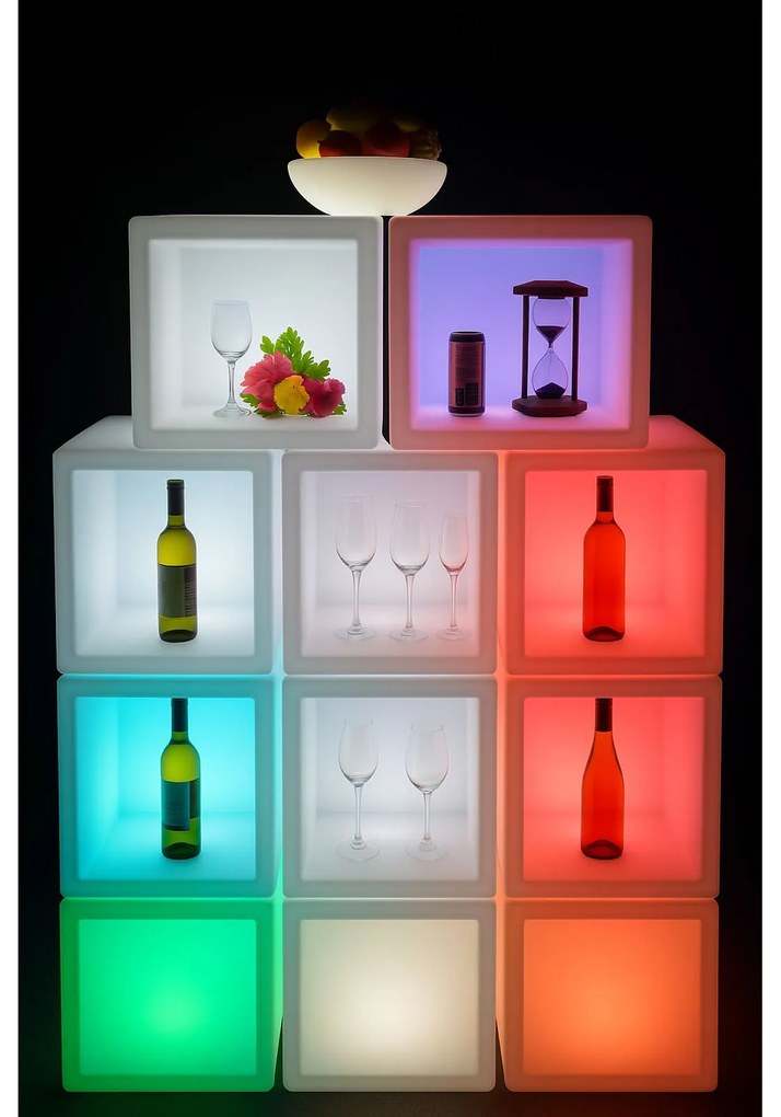 Podświetlany stołek/taboret LED, 40 x 40 x 40 cm