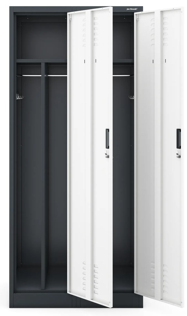 Szafka ubraniowa BHP antracytowo-biała: czterokomorowa KACPER, 800 x 1800 x 500 mm