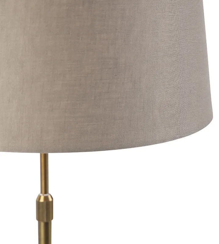 Lampa stołowa brązowa z abażurem z lnu w kolorze taupe 35 cm - ParteWiejski/ Rustykalny / Vintage Oswietlenie wewnetrzne