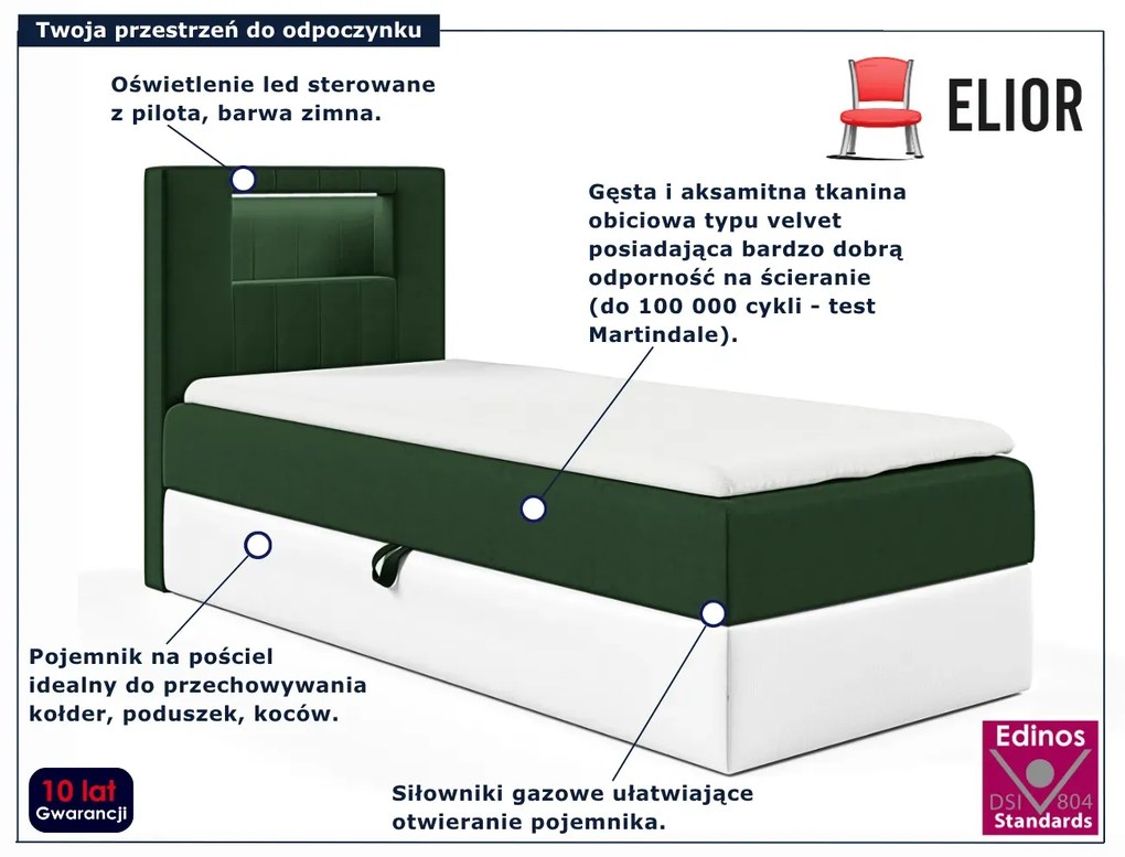 Ciemnozielone pojedyncze łóżko kontynentalne 3 rozmiary - Fenarro